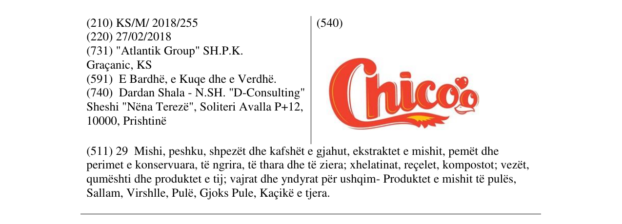 Zëri i markës Chioo në buletin