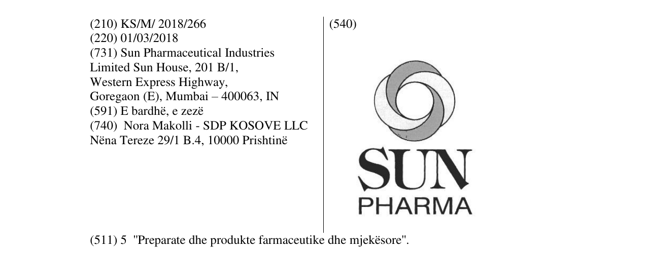 Zëri i markës SUN PHARMA në buletin