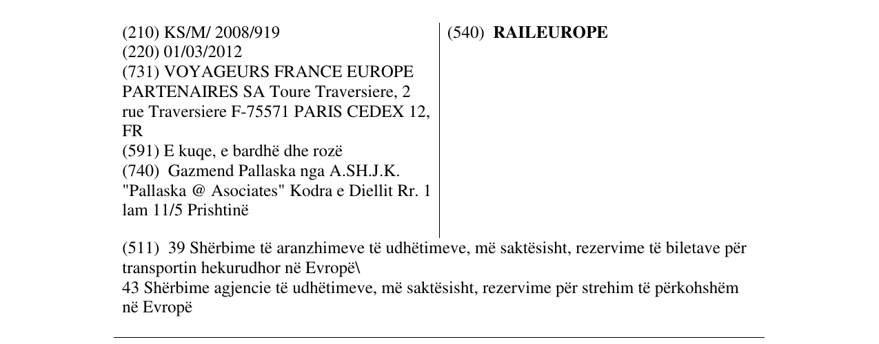 Zëri i markës RAILEUROPE në buletin