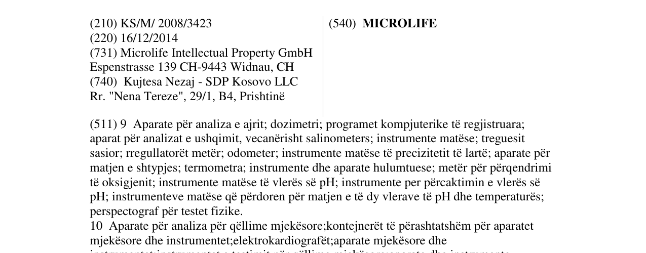 Zëri i markës MICROLIFE në buletin