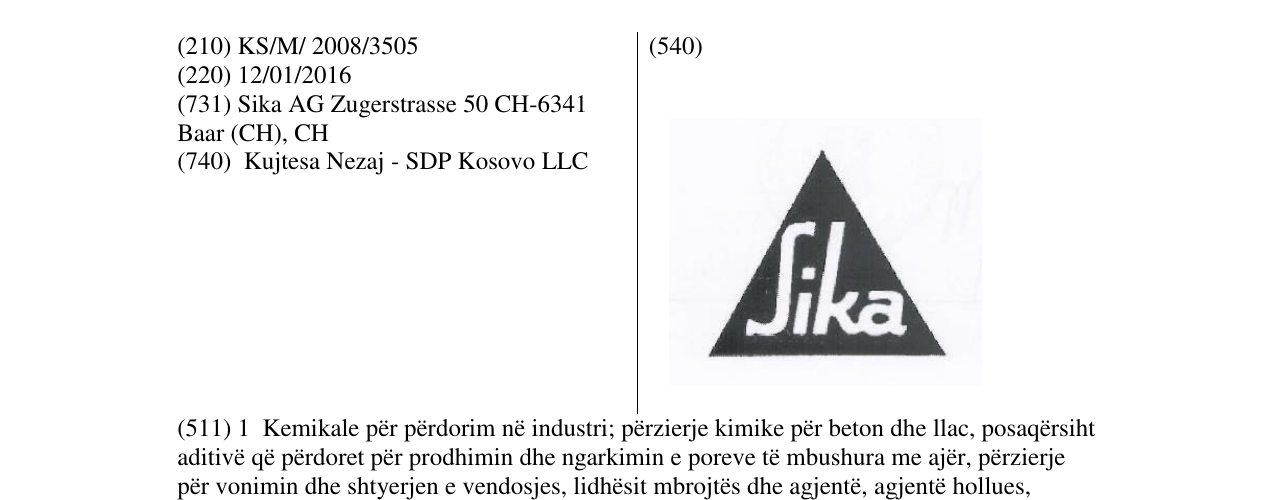 Zëri i markës Sika në buletin