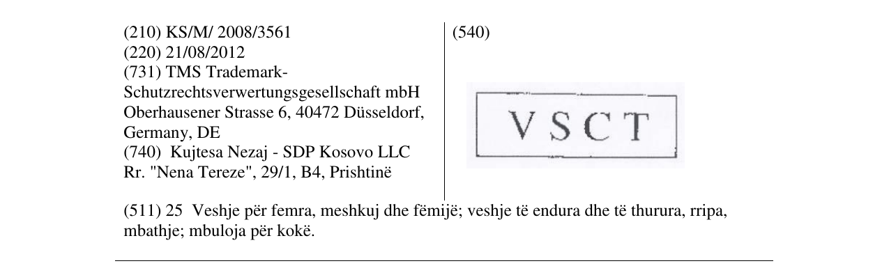 Zëri i markës VSCT në buletin