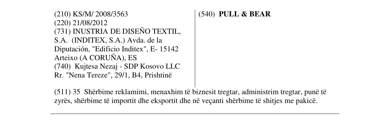 Zëri i markës PULL & BEAR në buletin