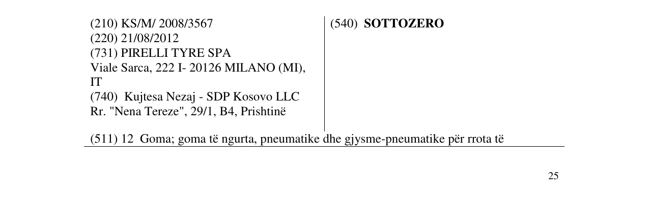 Zëri i markës SOTTOZERO në buletin
