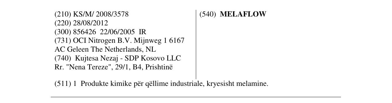 Zëri i markës MELAFLOW në buletin
