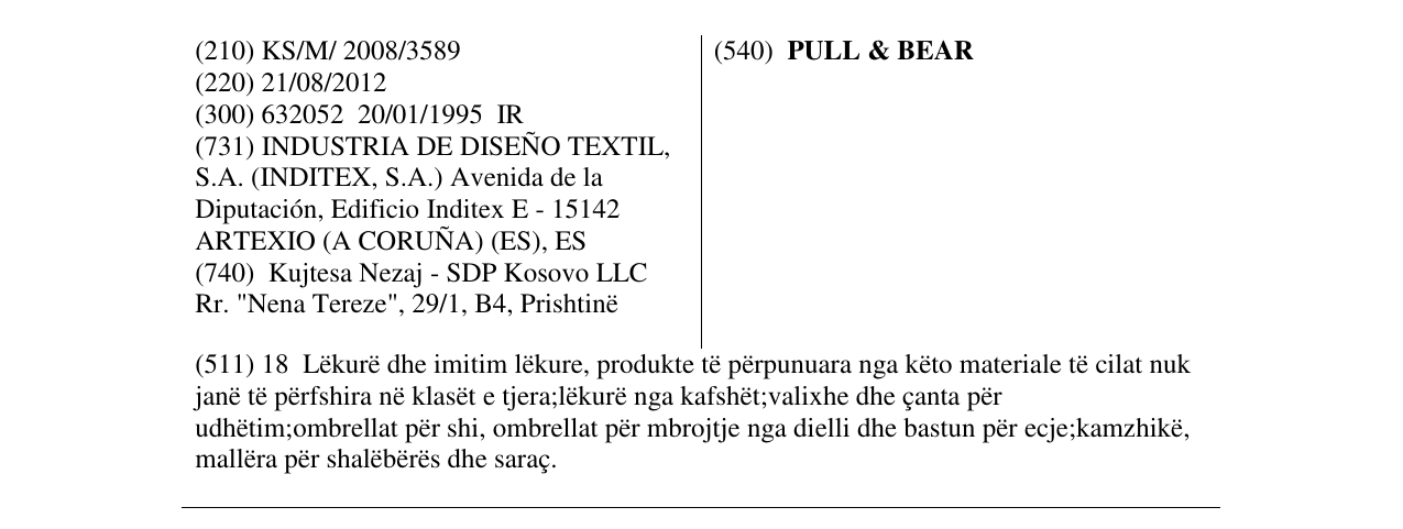 Zëri i markës PULL & BEAR në buletin