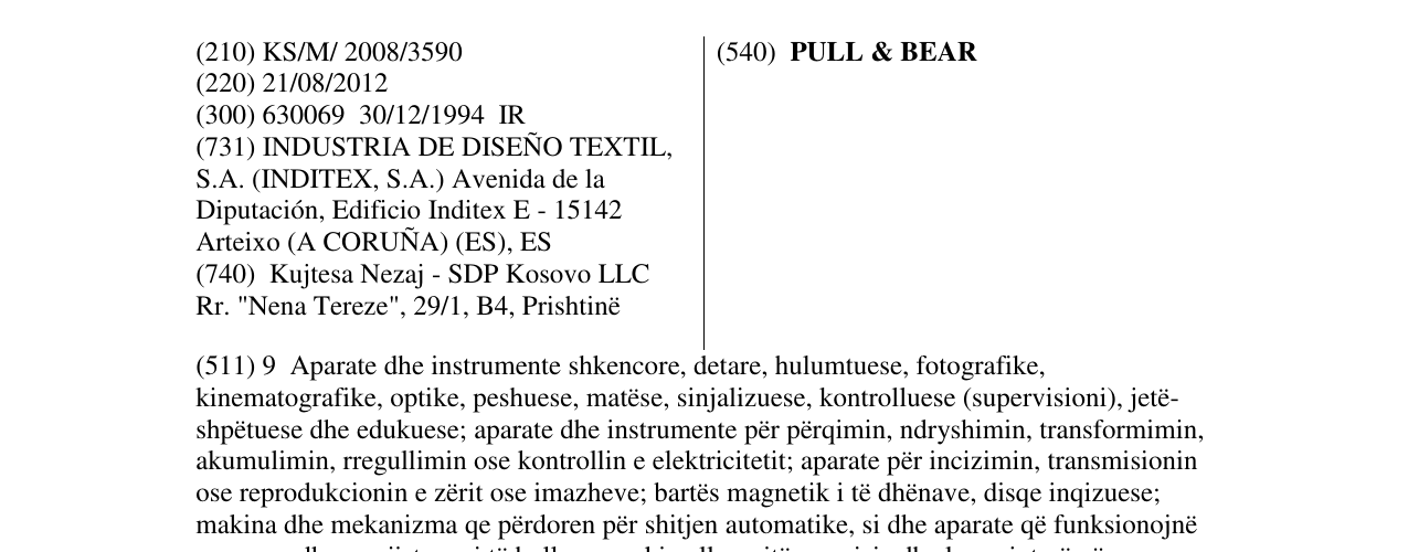 Zëri i markës PULL & BEAR në buletin