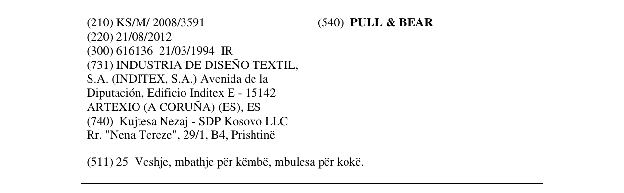 Zëri i markës PULL & BEAR në buletin