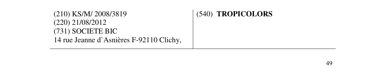 Zëri i markës TROPICOLORS në buletin