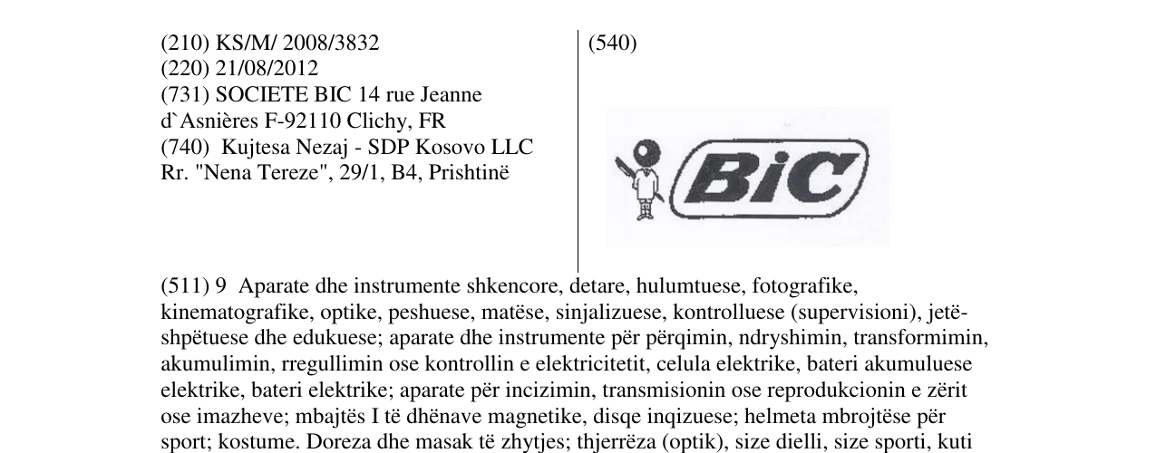 Zëri i markës BIC në buletin