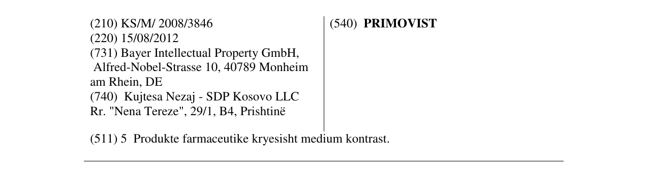 Zëri i markës PRIMOVIST në buletin