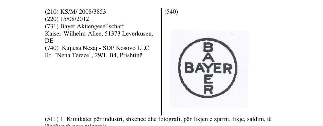 Zëri i markës BAYER në buletin