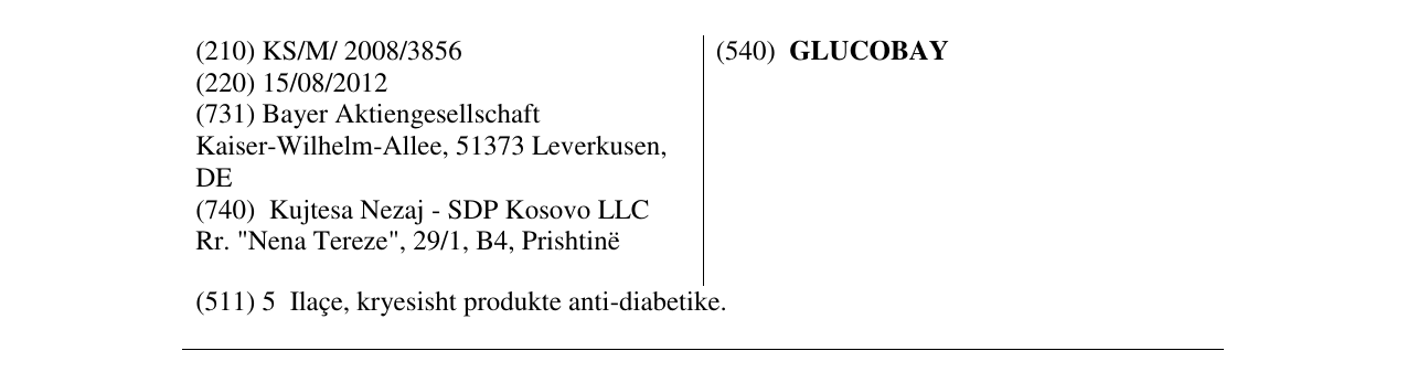 Zëri i markës GLUCOBAY në buletin