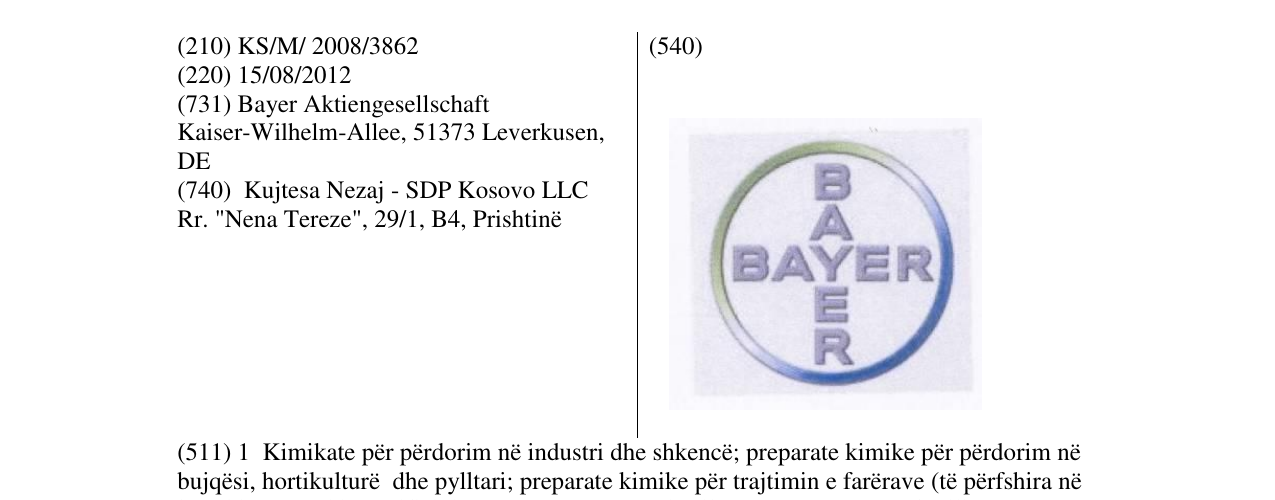 Zëri i markës BAYER në buletin