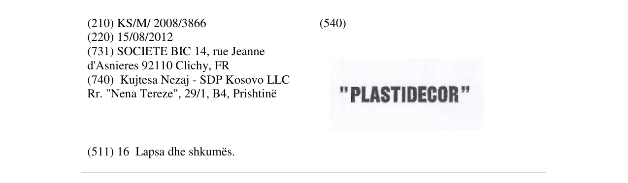 Zëri i markës PLASTIDECOR në buletin
