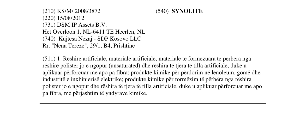 Zëri i markës SYNOLITE në buletin