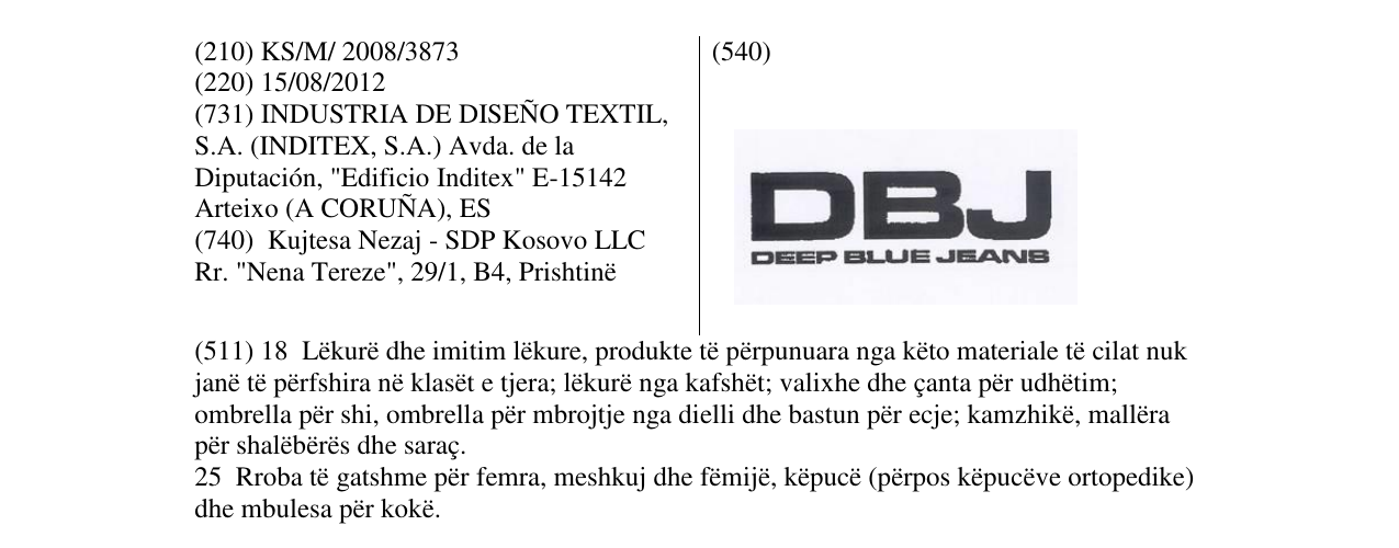 Zëri i markës DBJ DEEP BLUE JEANS në buletin