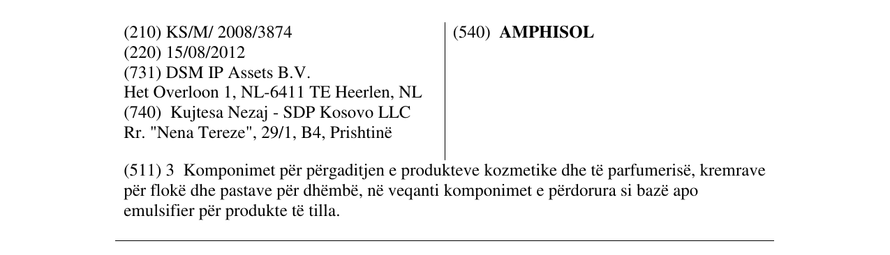 Zëri i markës AMPHISOL në buletin