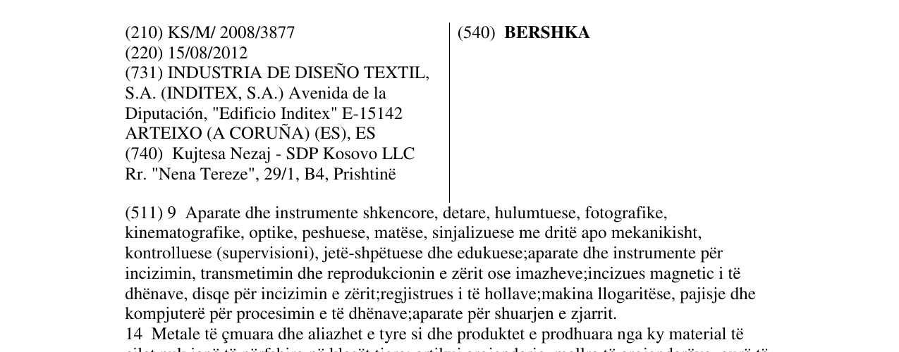 Zëri i markës BERSHKA në buletin