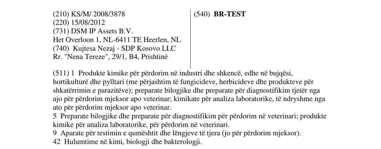 Zëri i markës BR-TEST në buletin