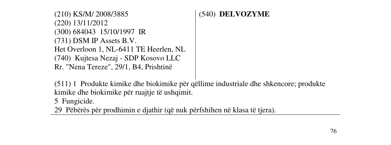 Zëri i markës DELVOZYME në buletin