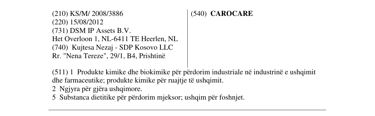 Zëri i markës CAROCARE në buletin