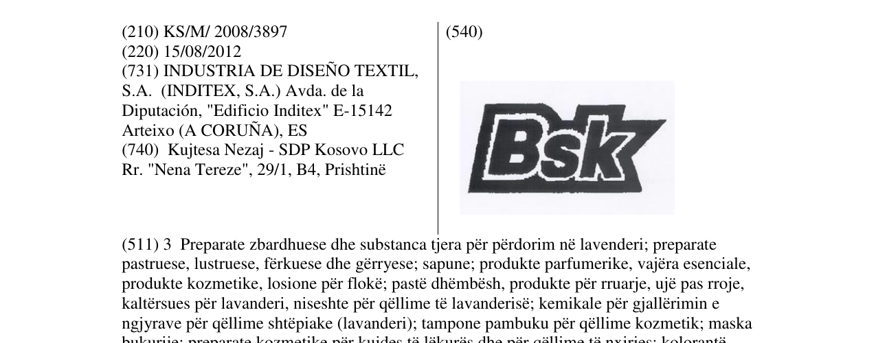Zëri i markës Bsk në buletin