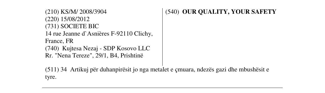 Zëri i markës OUR QUALITY, YOUR SAFETY në buletin