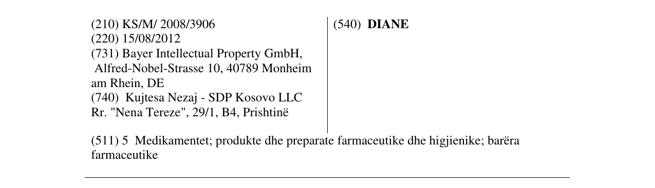 Zëri i markës DIANE në buletin