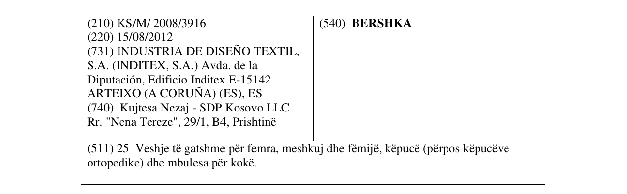 Zëri i markës BERSHKA në buletin
