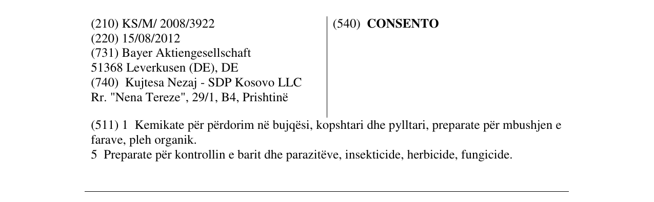 Zëri i markës CONSENTO në buletin