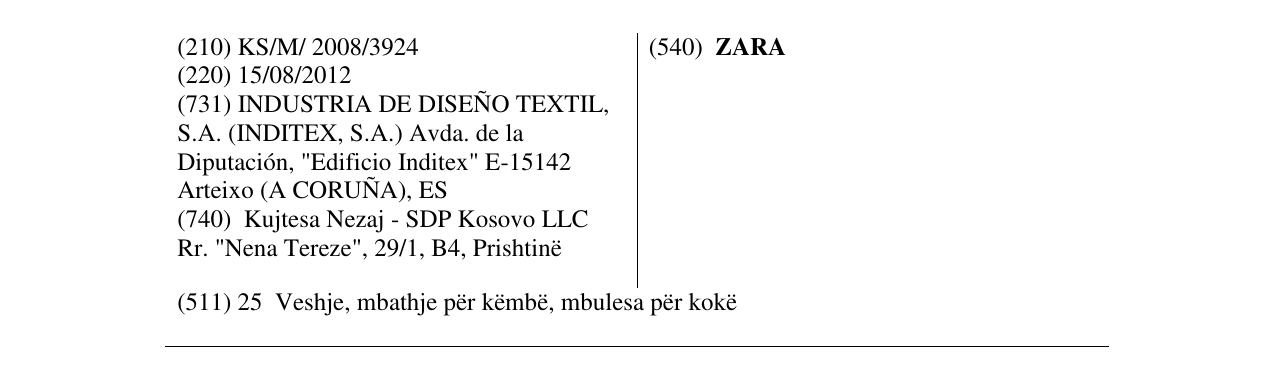 Zëri i markës ZARA në buletin