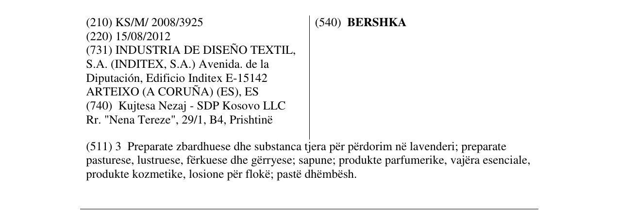 Zëri i markës BERSHKA në buletin