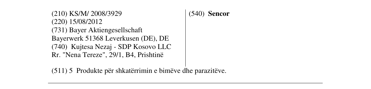 Zëri i markës Sencor në buletin