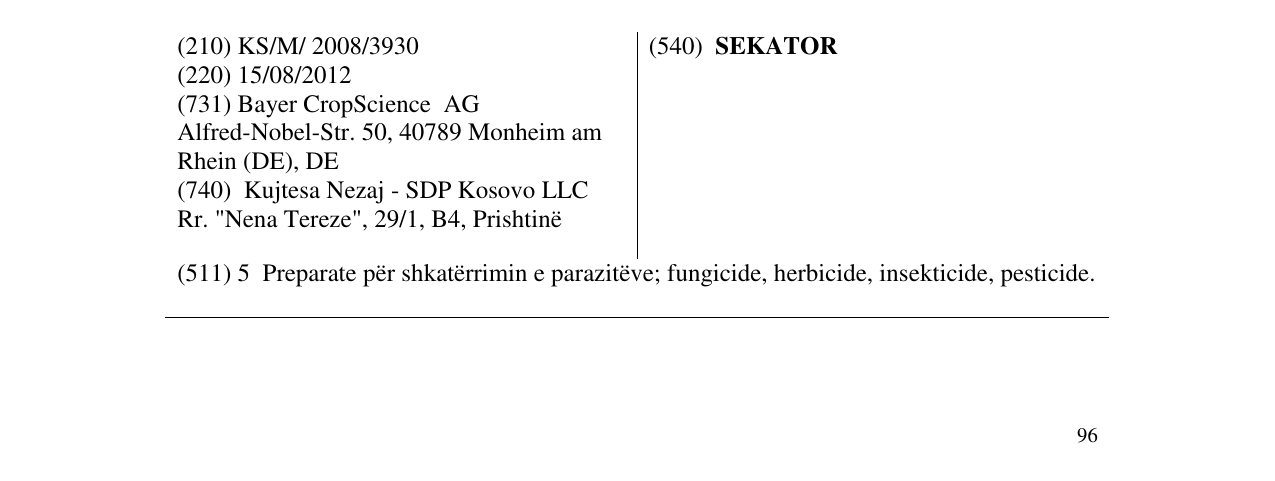 Zëri i markës SEKATOR në buletin