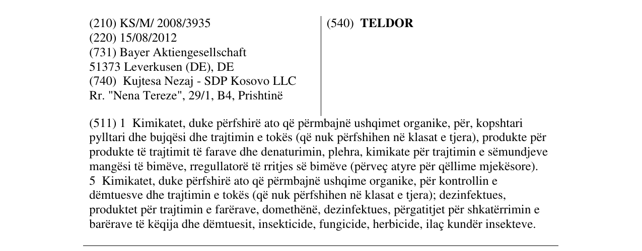 Zëri i markës TELDOR në buletin