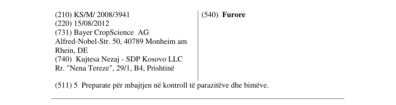 Zëri i markës Furore në buletin