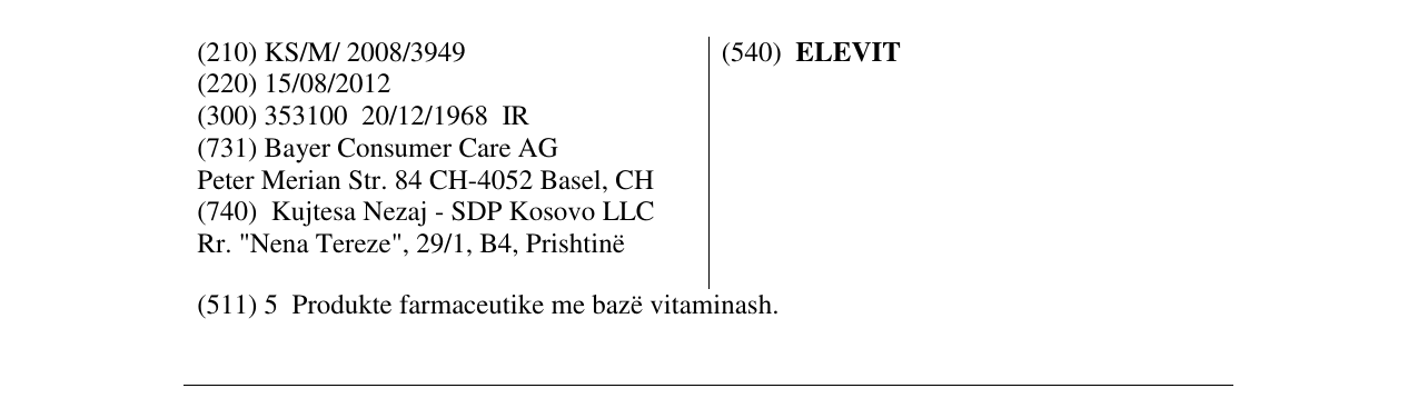 Zëri i markës ELEVIT në buletin