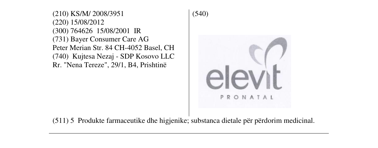 Zëri i markës elevit PRONATAL në buletin