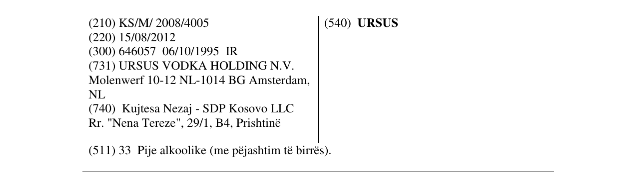Zëri i markës URSUS në buletin