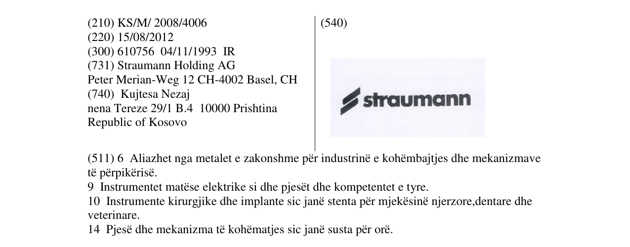 Zëri i markës straumann në buletin