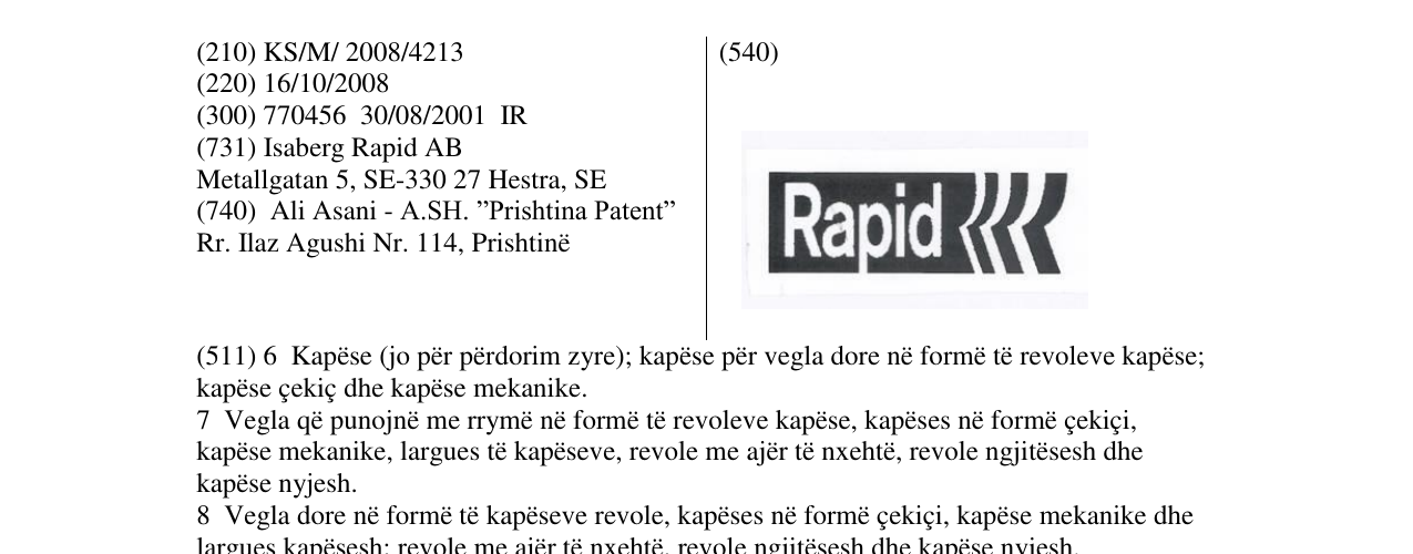 Zëri i markës Rapid në buletin