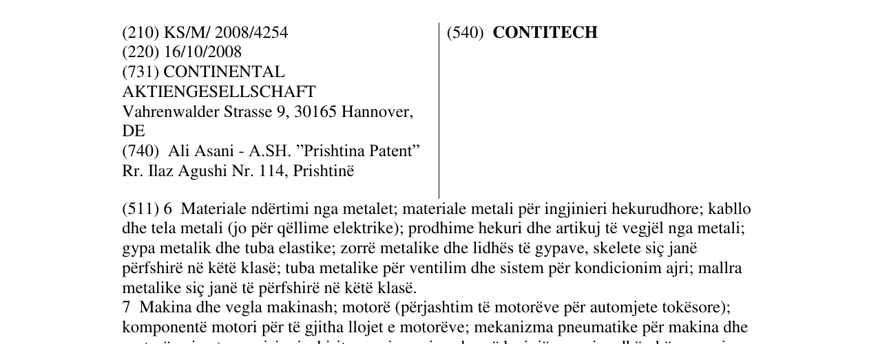 Zëri i markës CONTITECH në buletin