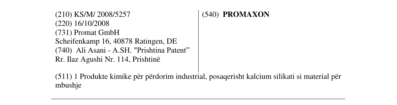 Zëri i markës PROMAXON në buletin