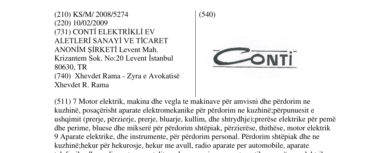 Zëri i markës CONTI në buletin