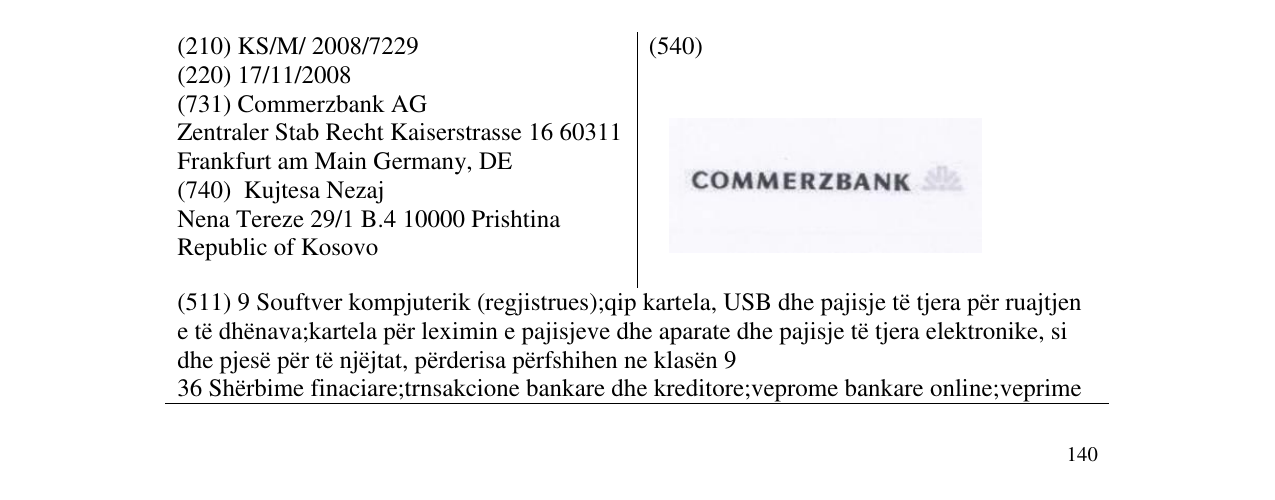 Zëri i markës COMMERZBANK në buletin