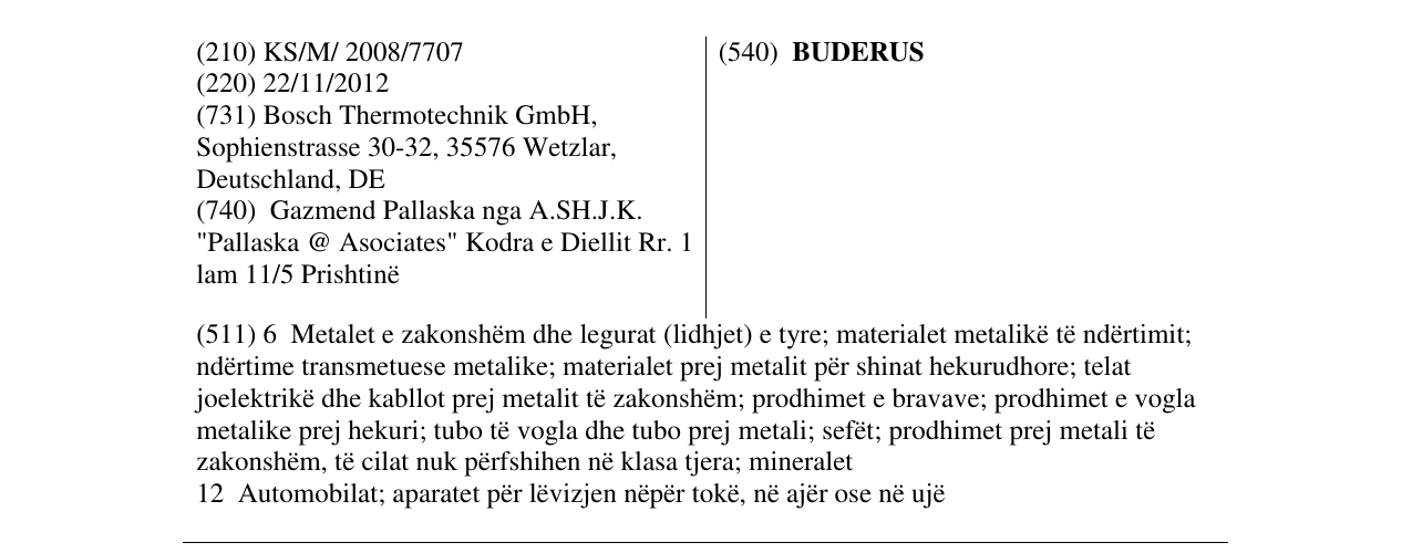 Zëri i markës BUDERUS në buletin