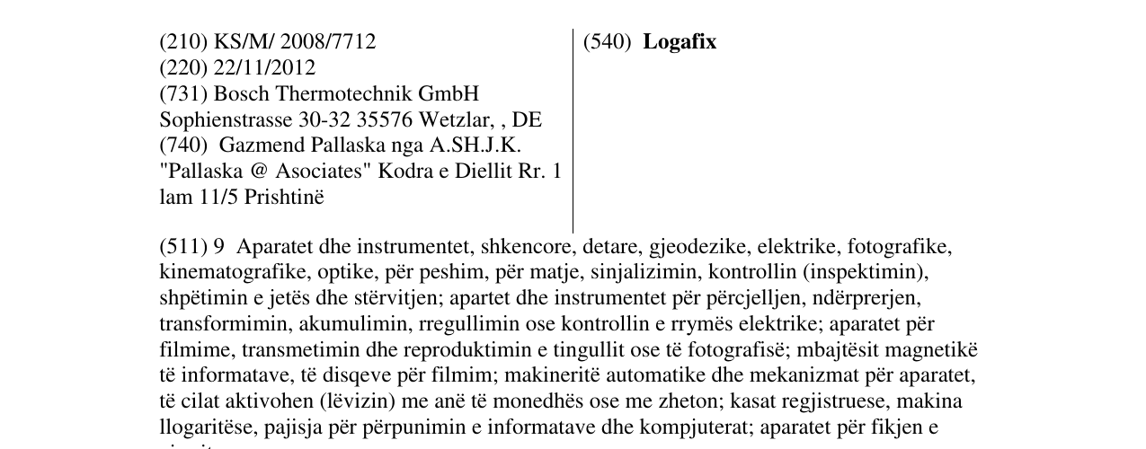 Zëri i markës Logafix në buletin