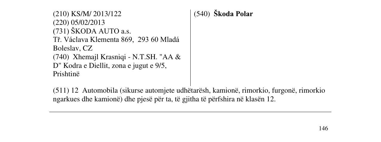 Zëri i markës Škoda Polar në buletin