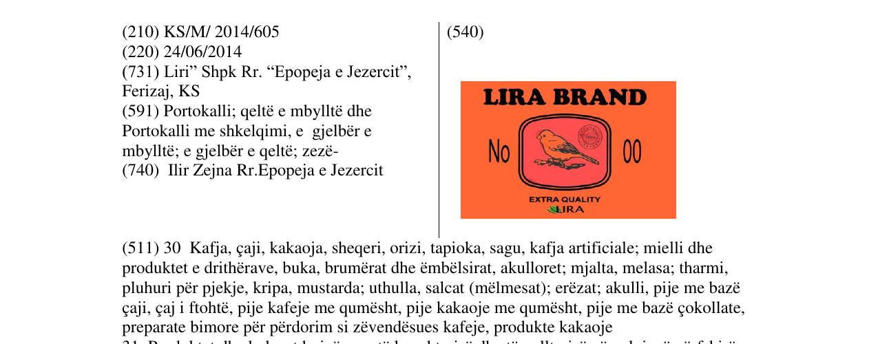 Zëri i markës LIRA BRAND në buletin